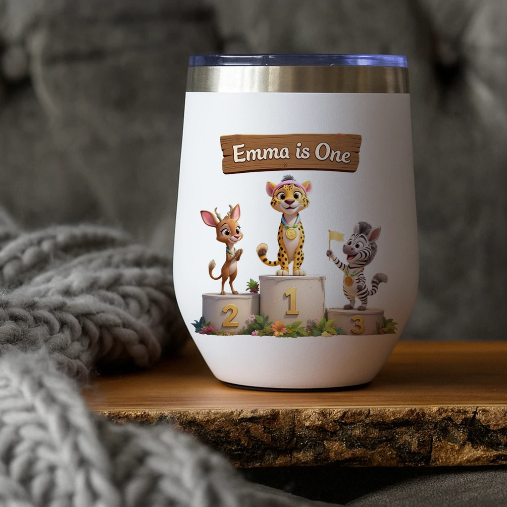 Custom Athletics Tumbler for Kids – Personalized Victory Podium Water Bottle Birthday Gift & Room Decor