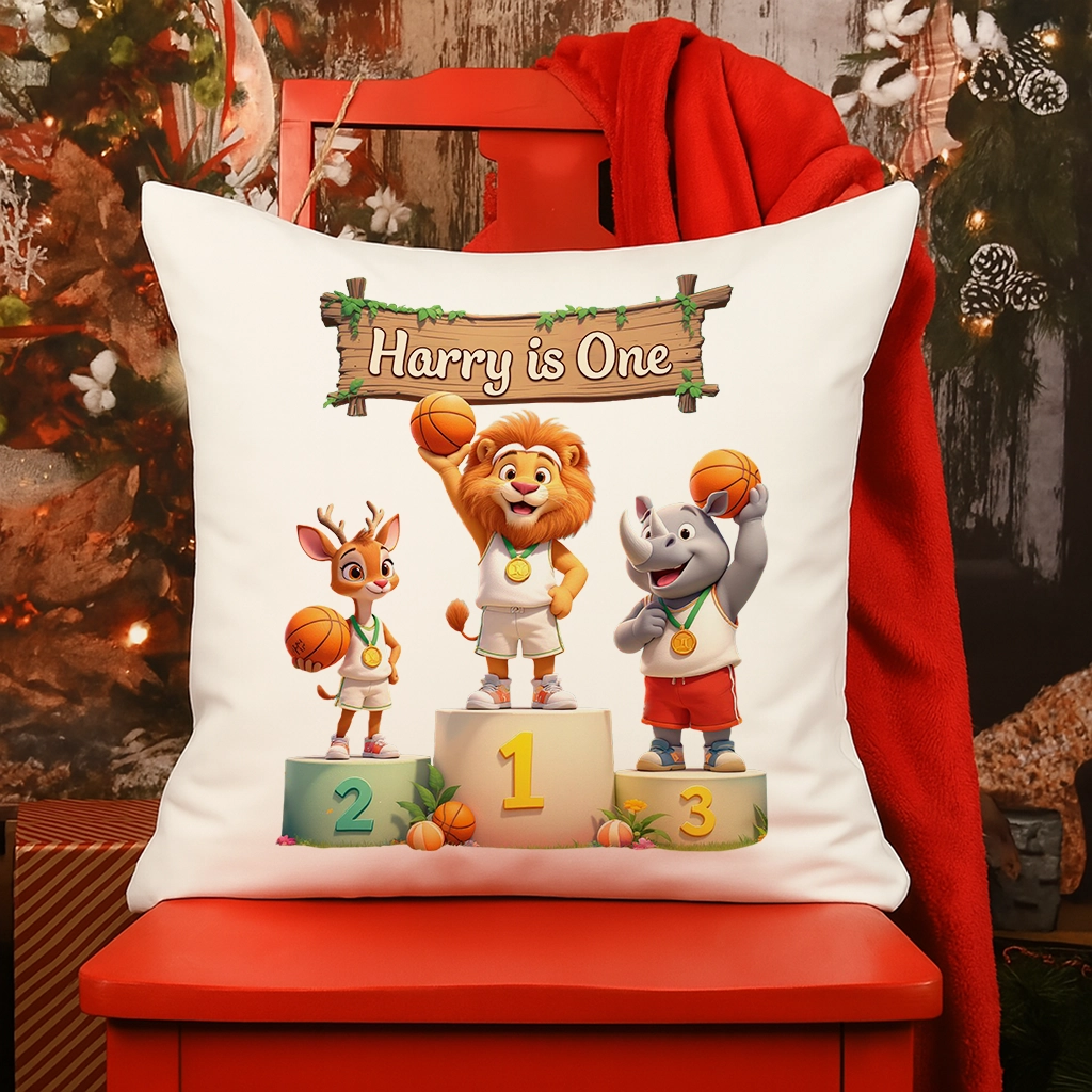Personalized Victory Podium Basketball Art Pillow – Custom Pillow Birthday & Newborn Gifts