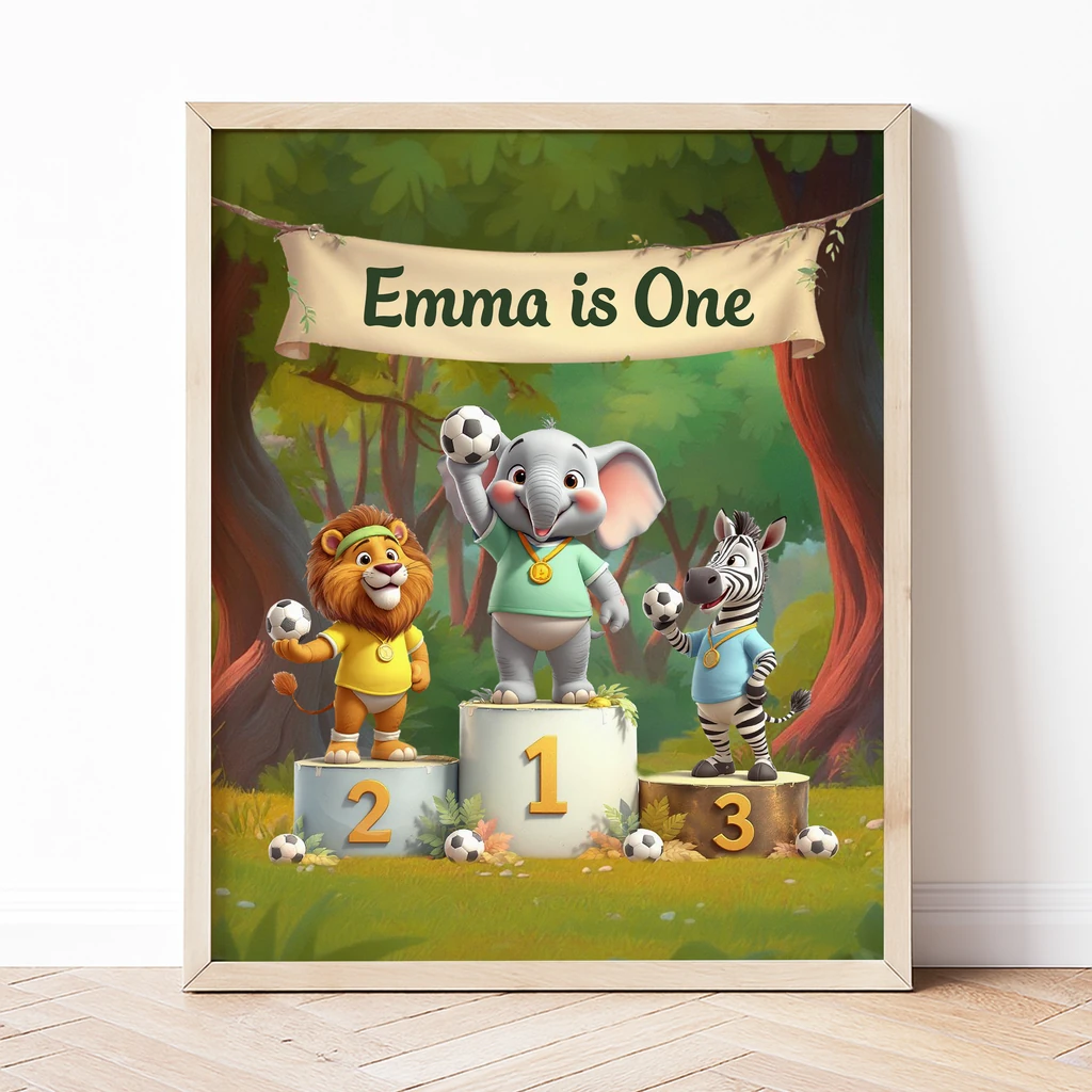 Personalized Football Victory Podium Sports Canvas Art – Custom Kids Strength Birthday Gift