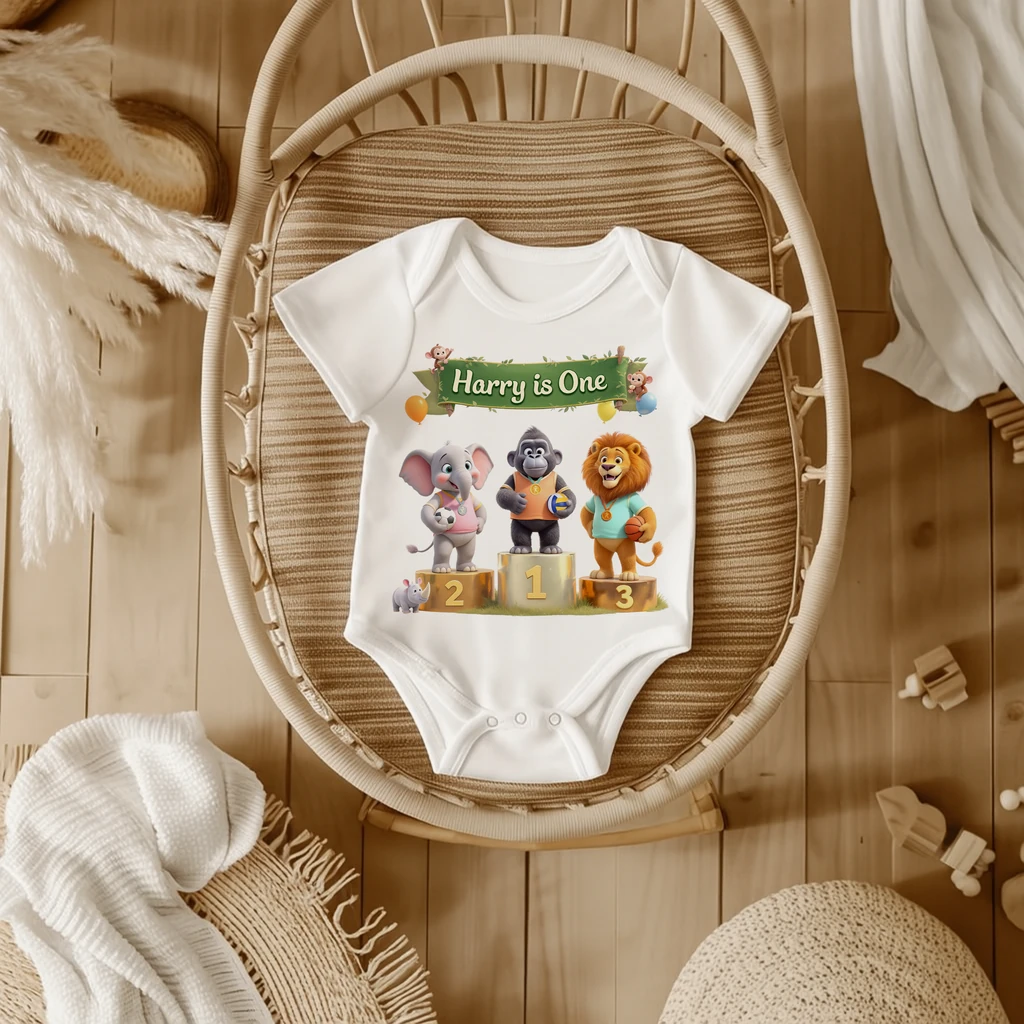 Personalized Victory Podium Sports Baby Onesie – Soccer, Basketball, Volleyball Decor & Birthday Gifts for Kids