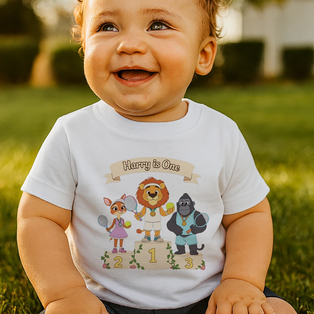 Customized Victory Podium Tennis T-shirt Art – Unique Birthday & Decor room Gifts for Kids