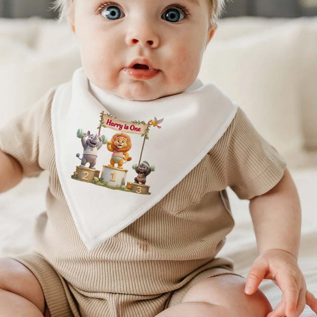 personalized victory podium weightlifting baby bib art