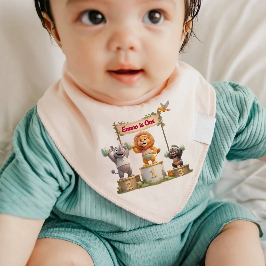 personalized victory podium weightlifting baby bib art