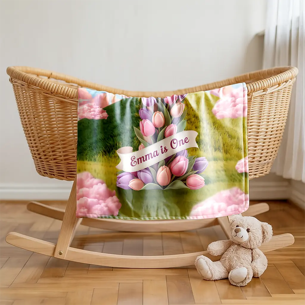 personalized tulip blanket for baby