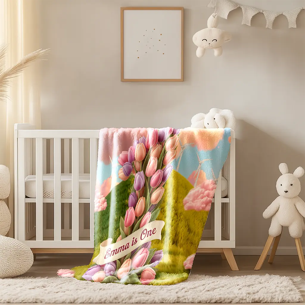 personalized tulip blanket for baby