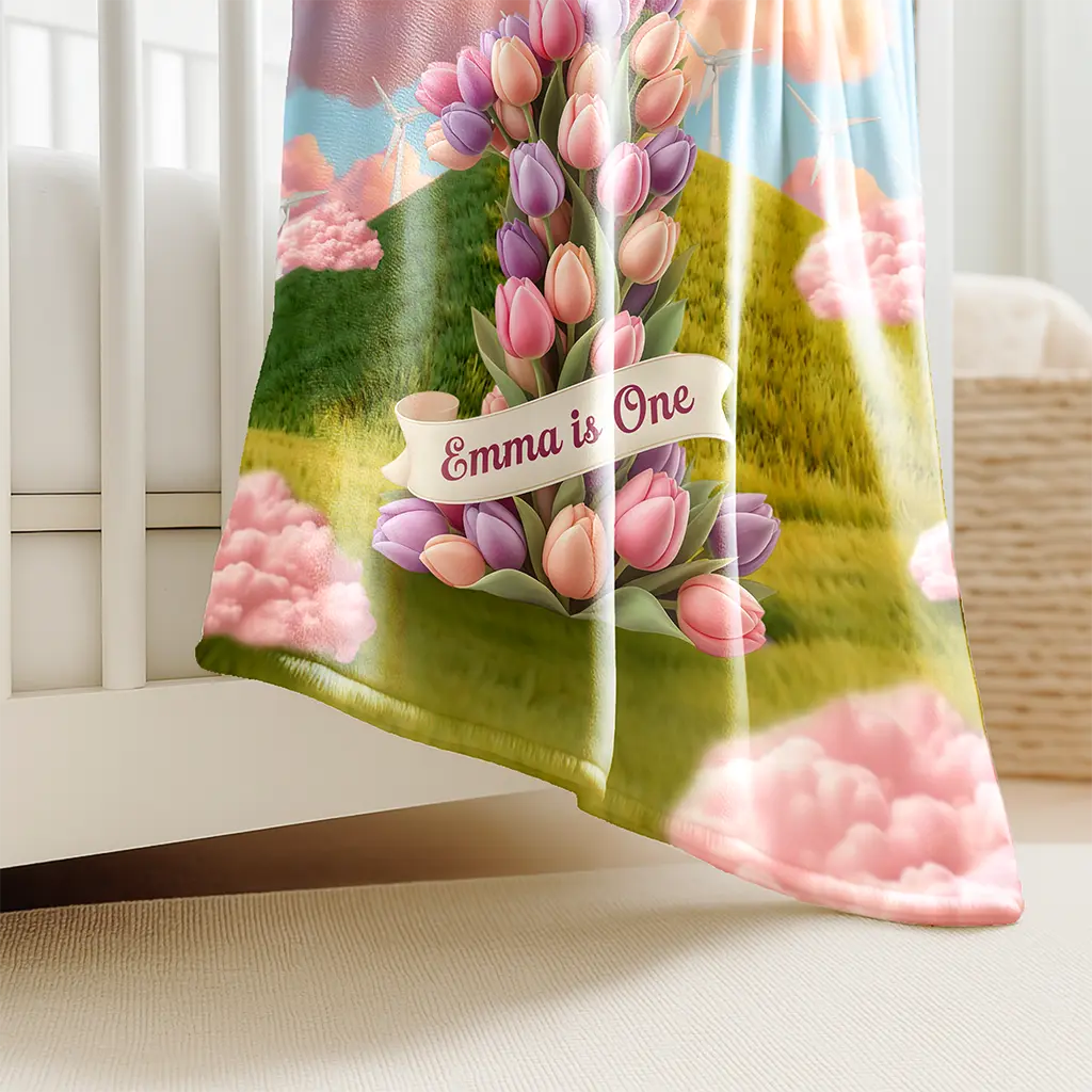 personalized tulip blanket for baby
