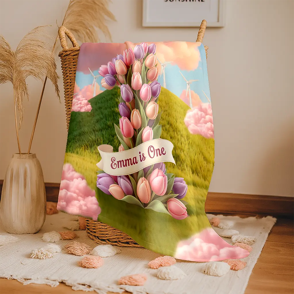 personalized tulip blanket for baby