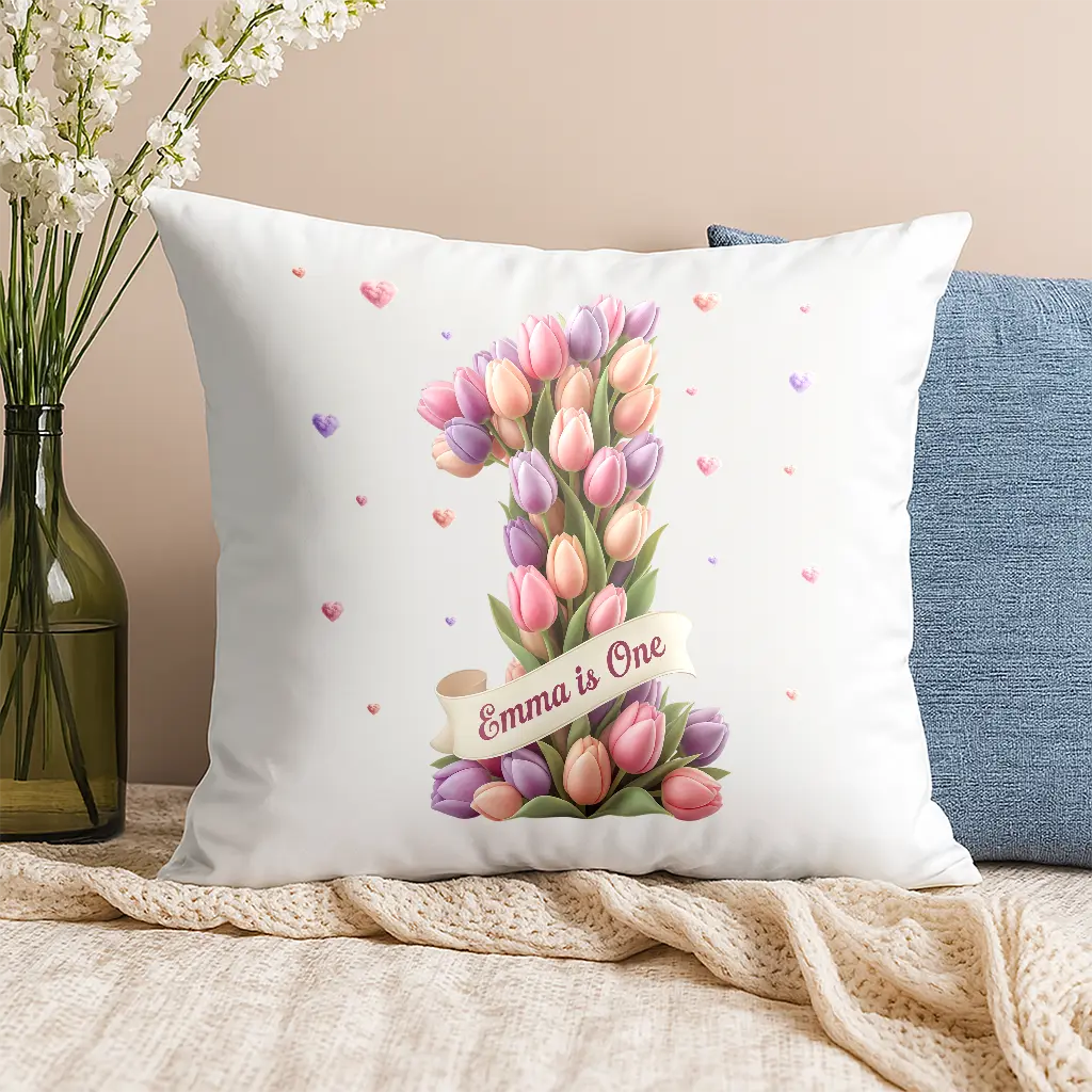 personalized tulip pillow for kids