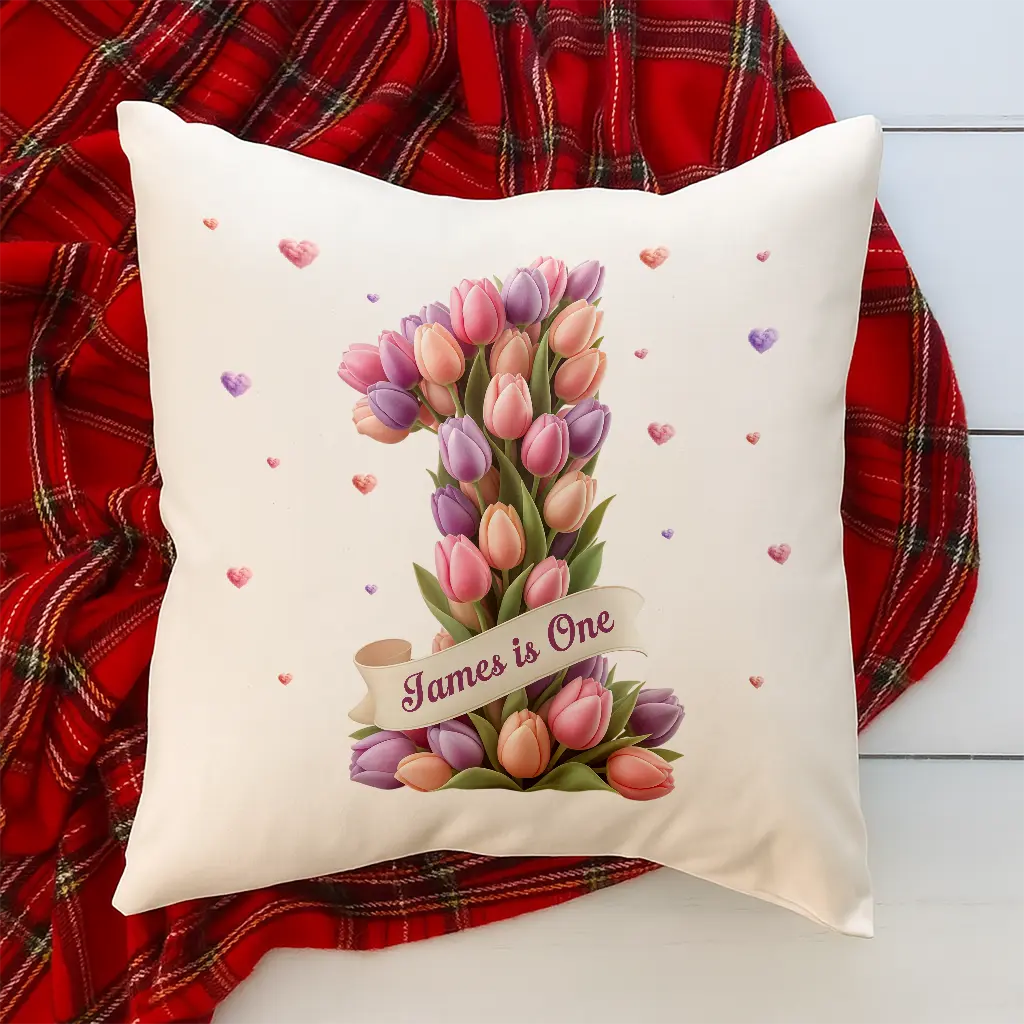personalized tulip pillow for kids