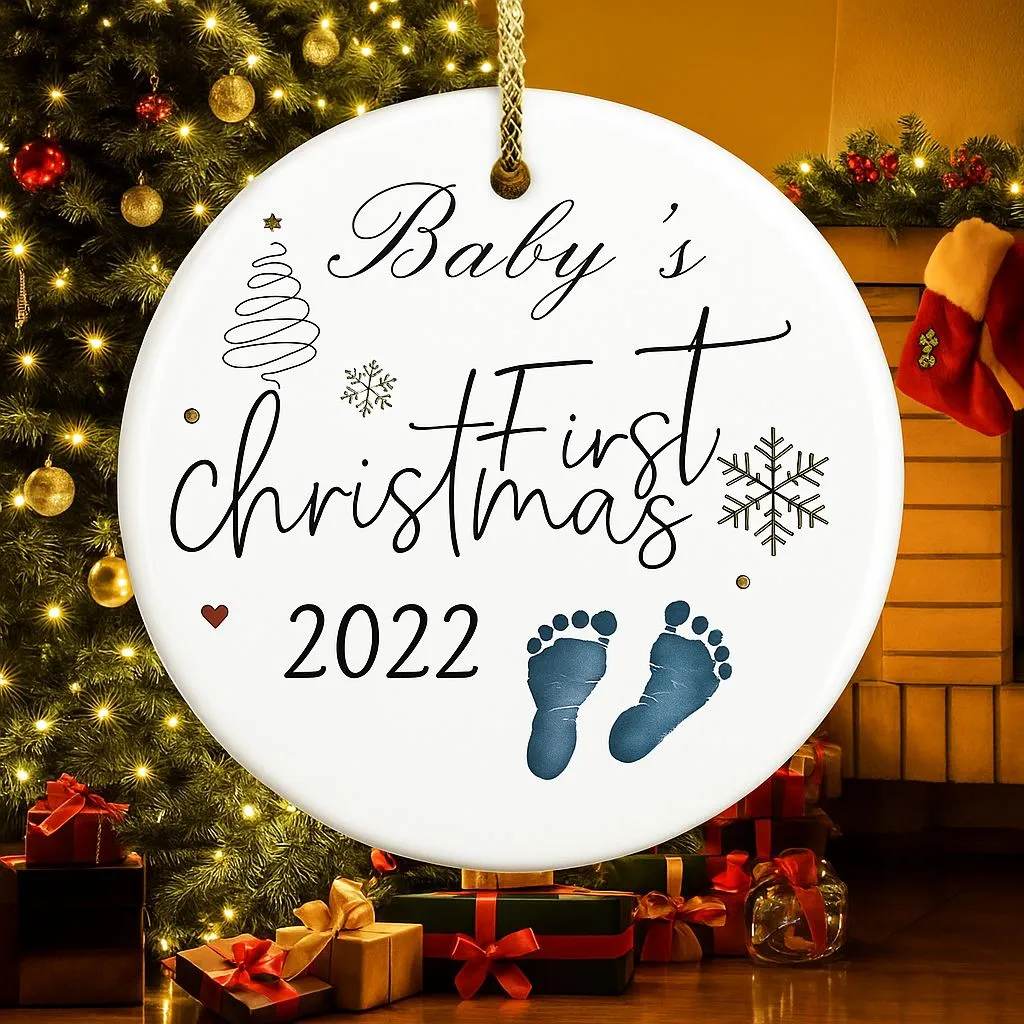 Baby Footprints Newborn Christmas Ornaments