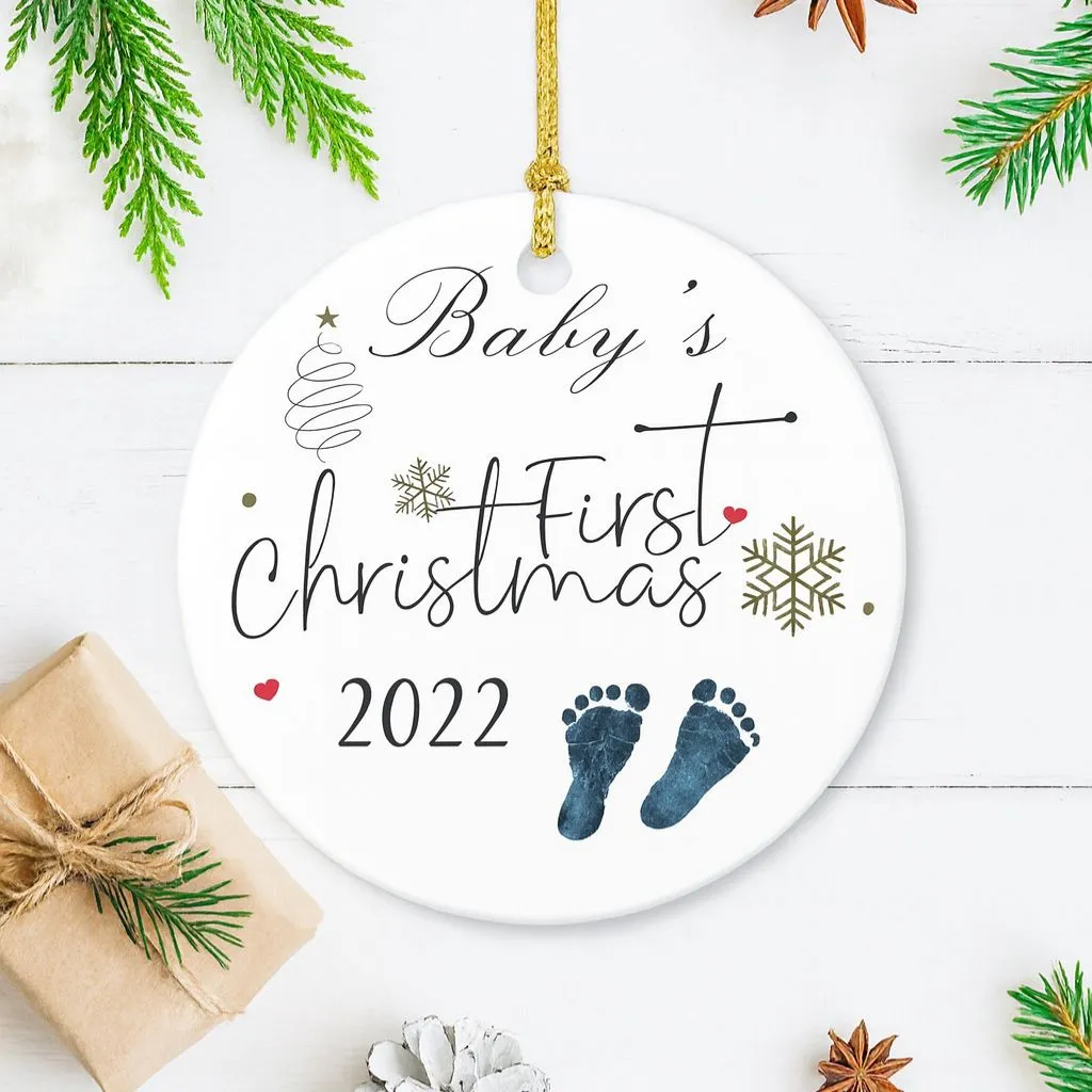Baby Footprints Newborn Christmas Ornaments