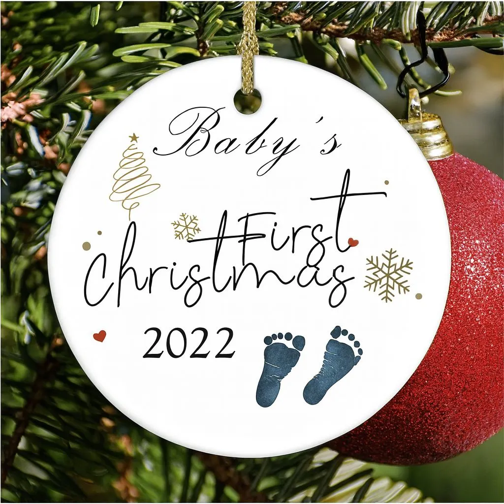 Baby Footprints Newborn Christmas Ornaments