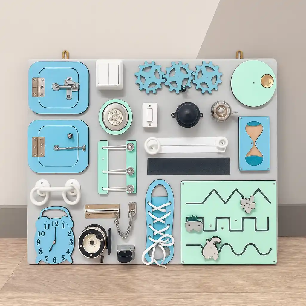 Blue-Mint Busy Board for Kids | Educational Activity Center & Birthday Gift | Hands-On Fine Motor Skill Toy
