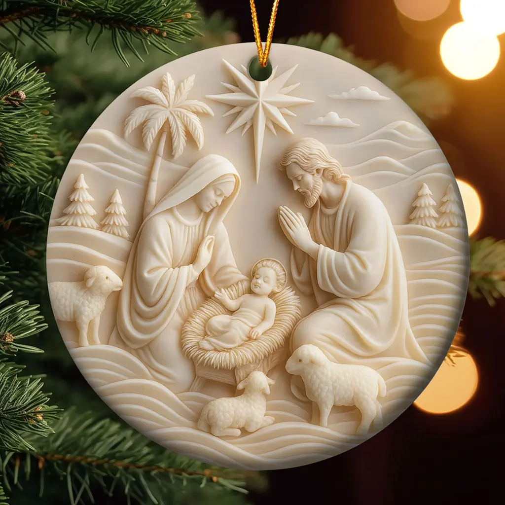 ceramic nativity scene ornament
