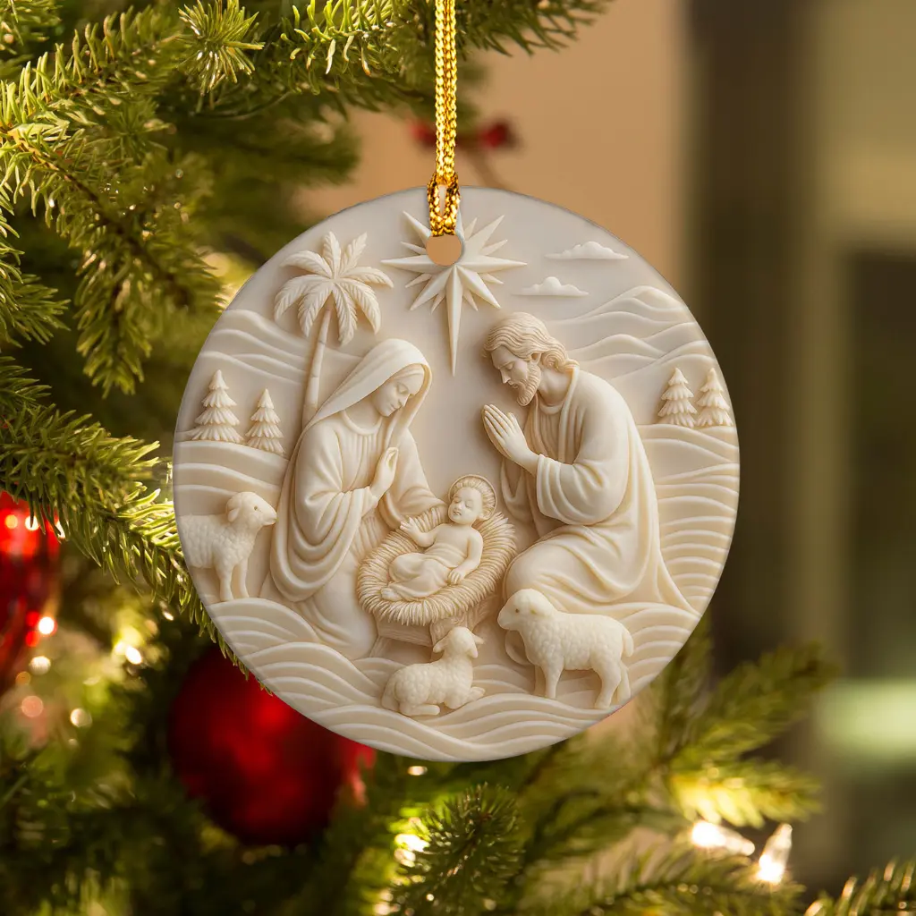 ceramic nativity scene ornament