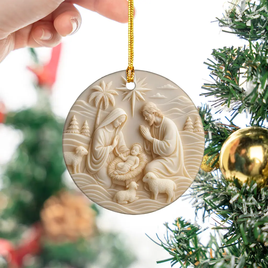 ceramic nativity scene ornament