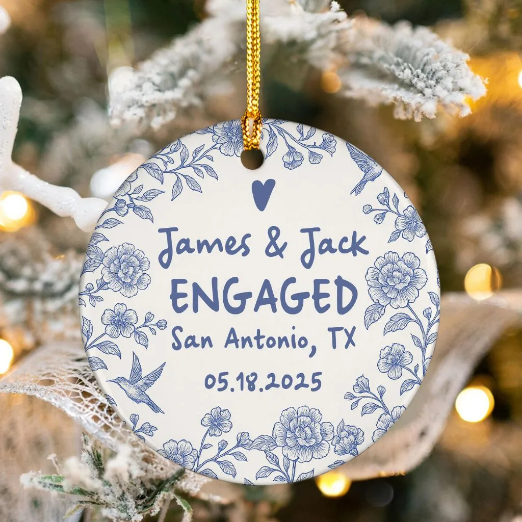 Custom Engagement Ornament Christmas Keepsake