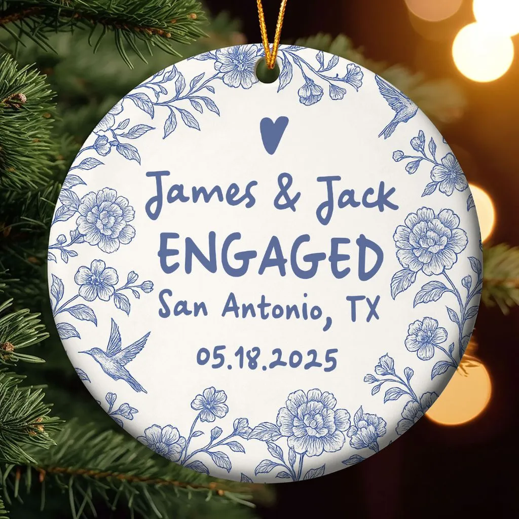 Custom Engagement Ornament Christmas Keepsake