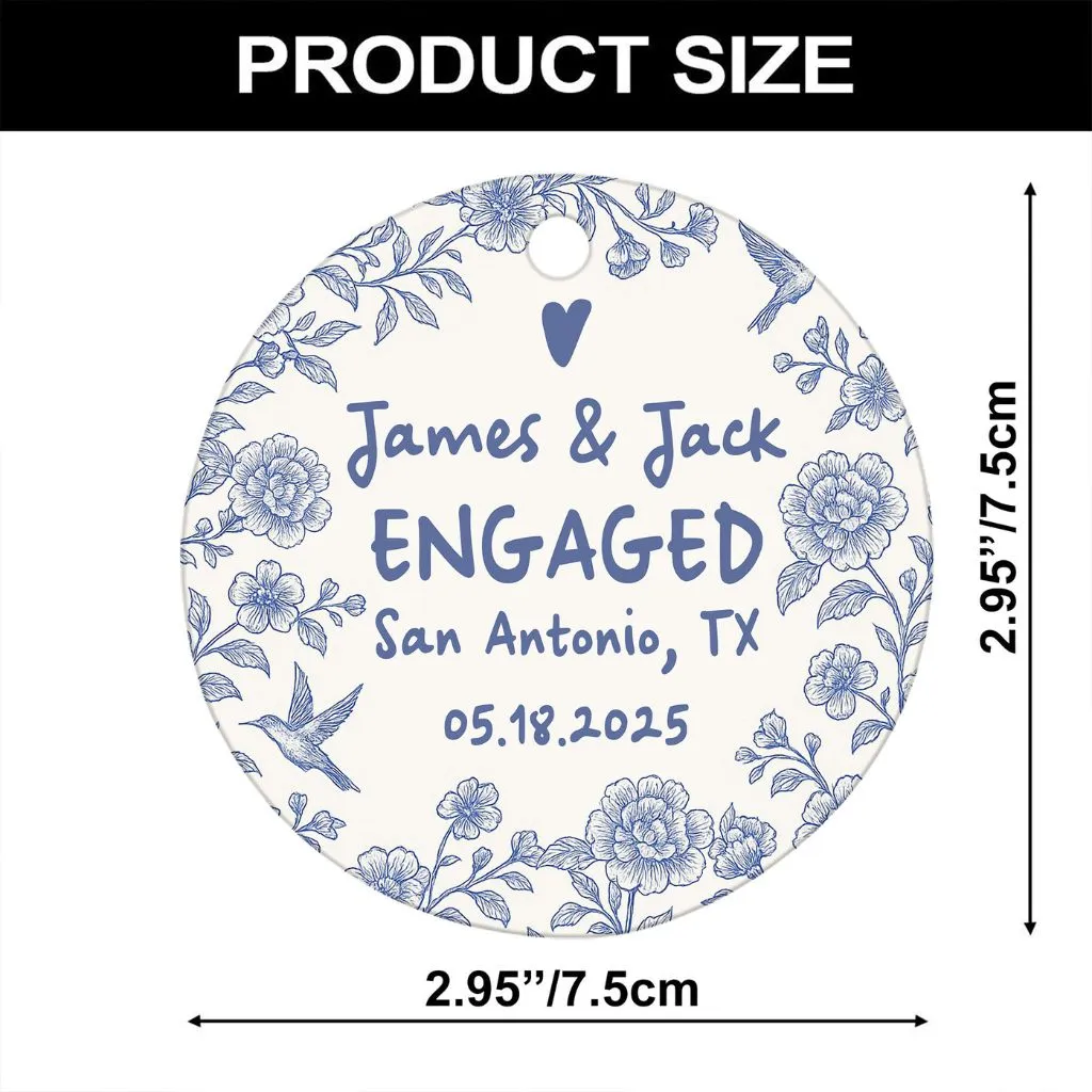 Custom Engagement Ornament Christmas Keepsake