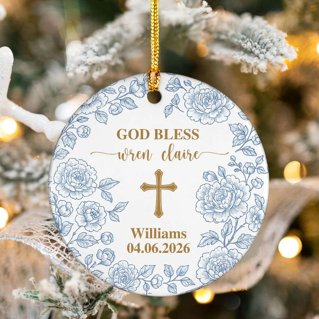 Personalized Cross Porcelain Ornament