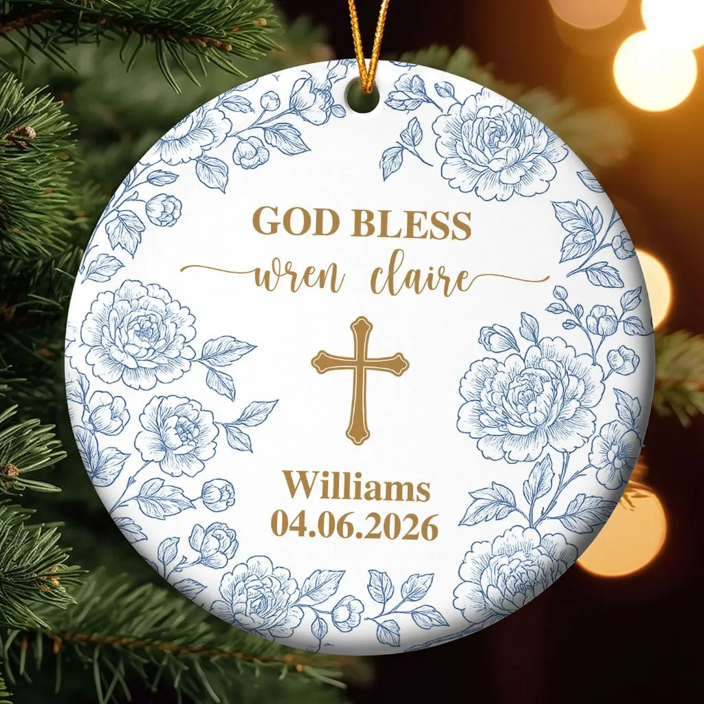 Personalized Cross Porcelain Ornament