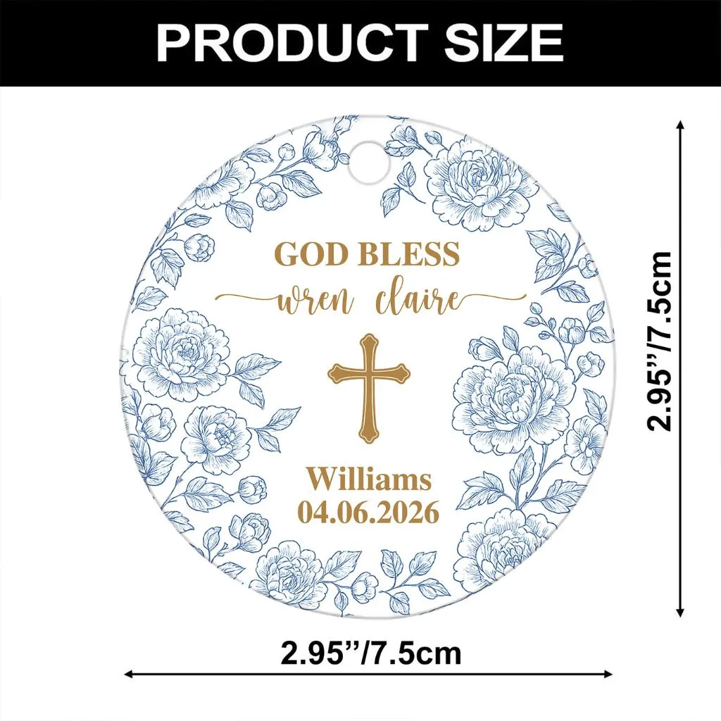 Personalized Cross Porcelain Ornament