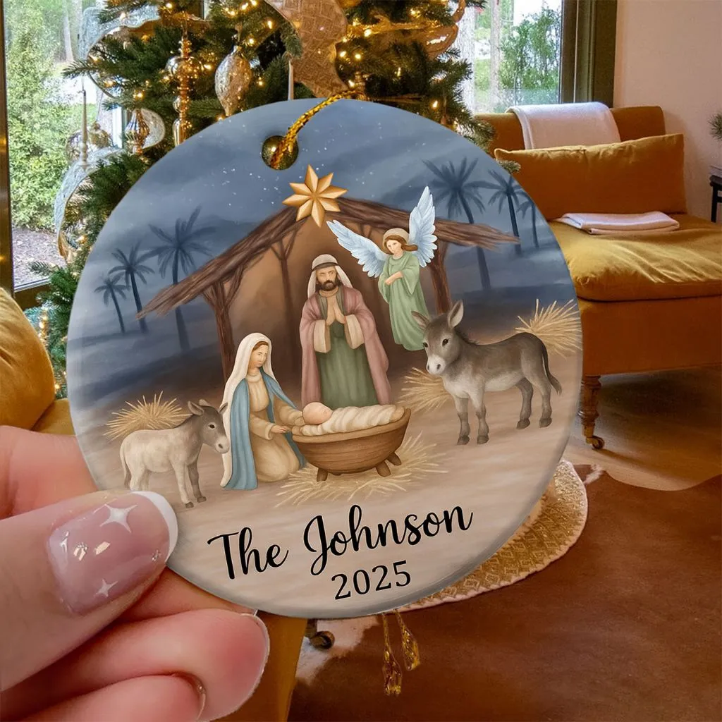 Custom Family Nativity Scene Ornament