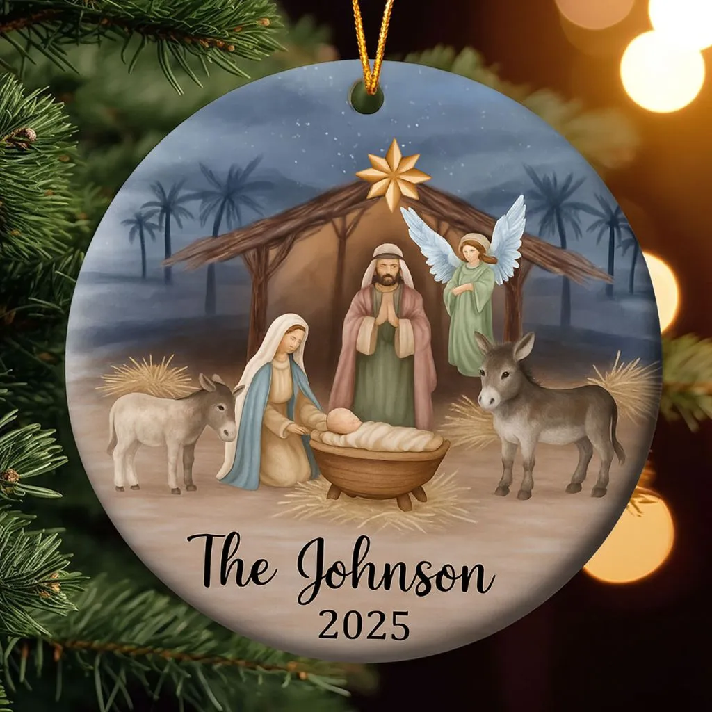 Custom Family Nativity Scene Ornament