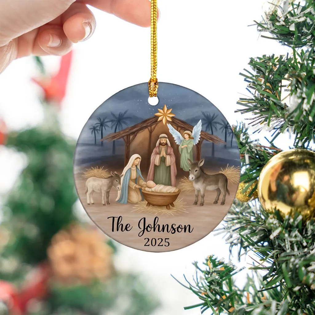 Custom Family Nativity Scene Ornament