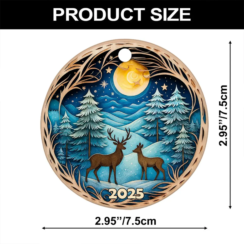 deer in winter forest ornament