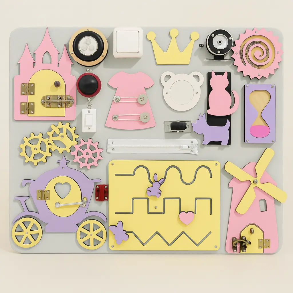 Fairy Tale Kingdom Busy Board for Kids | Educational & Birthday Gift | Wooden Montessori Toy for Kids’ Skill Development