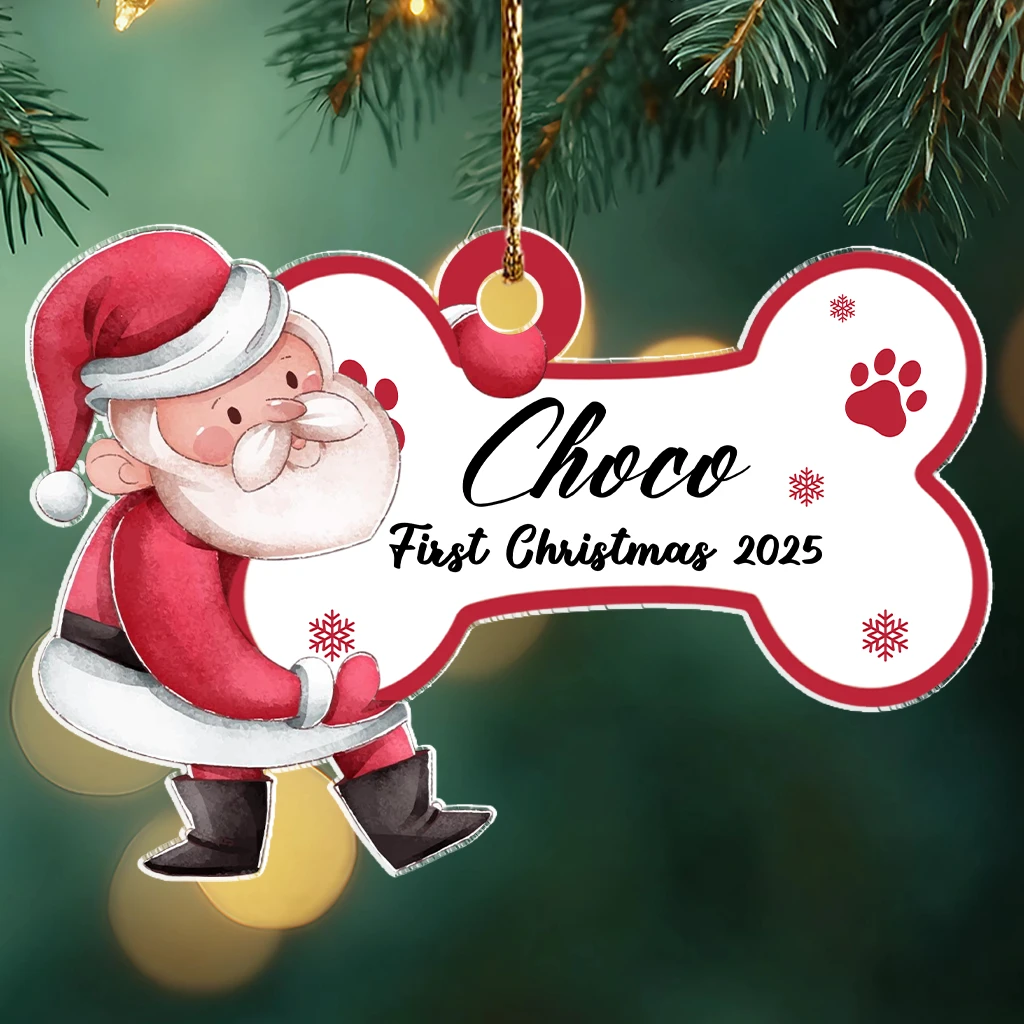 Custom First Christmas Dog Watercolor Ornament | Custom Pet Art Keepsake | Unique Gift for Dog Lovers