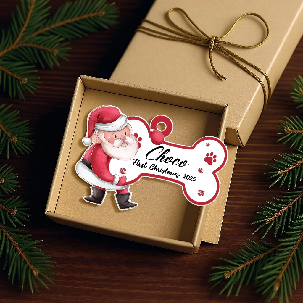 First Christmas Dog Watercolor Ornament