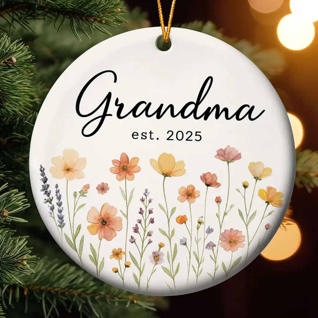 First Time Grandma Ornament Gift | Promoted to Grandma Est 2025 | New Nana Pregnancy Announcement Keepsake