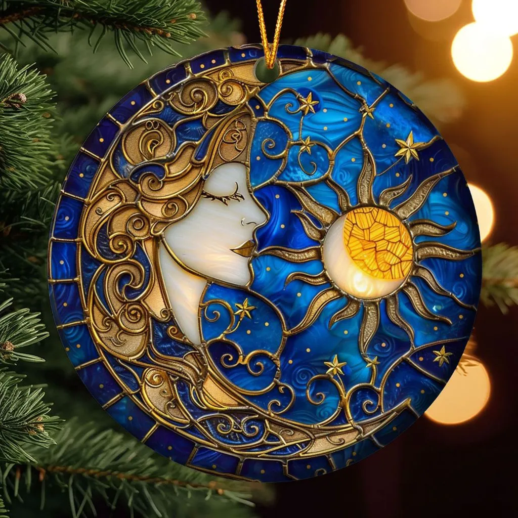 Girl And Moon Christmas Ornament | Dreamy Holiday Tree Decoration | Unique Keepsake Gift for Girls