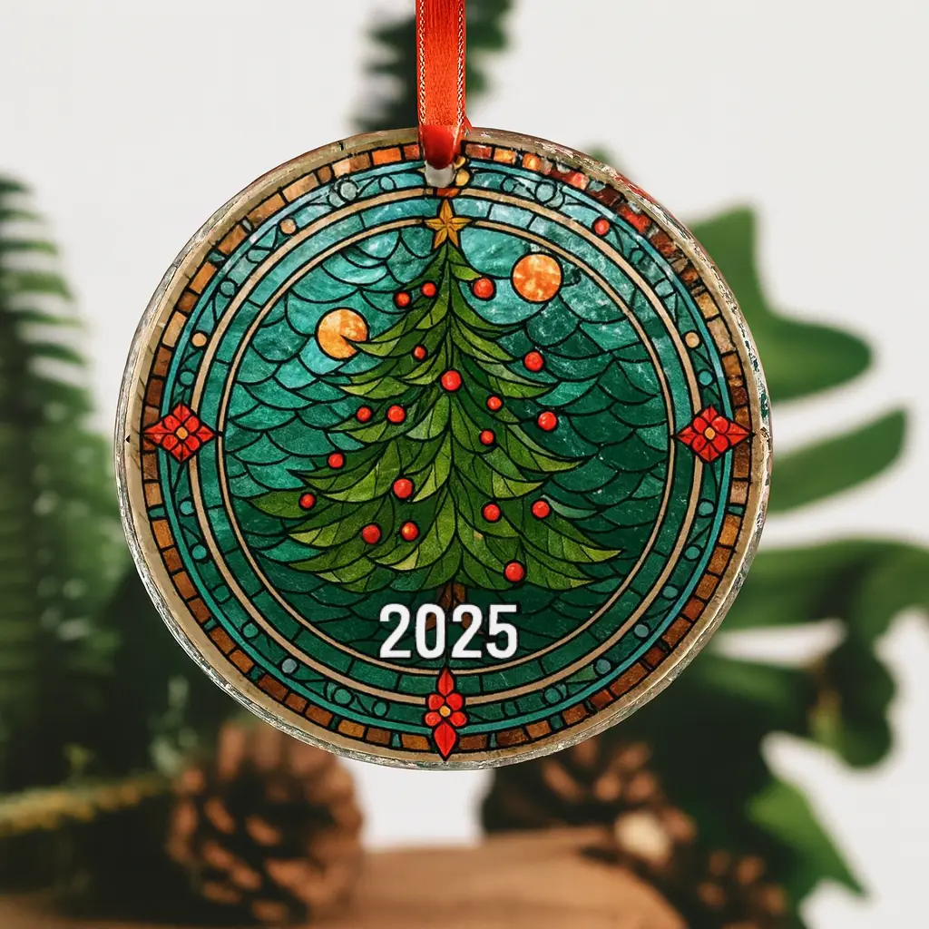 Handcrafted Christmas Tree Ornament | Premium Water Ripple Stained Glass | Elegant Holiday Decoration & Keepsake Gift