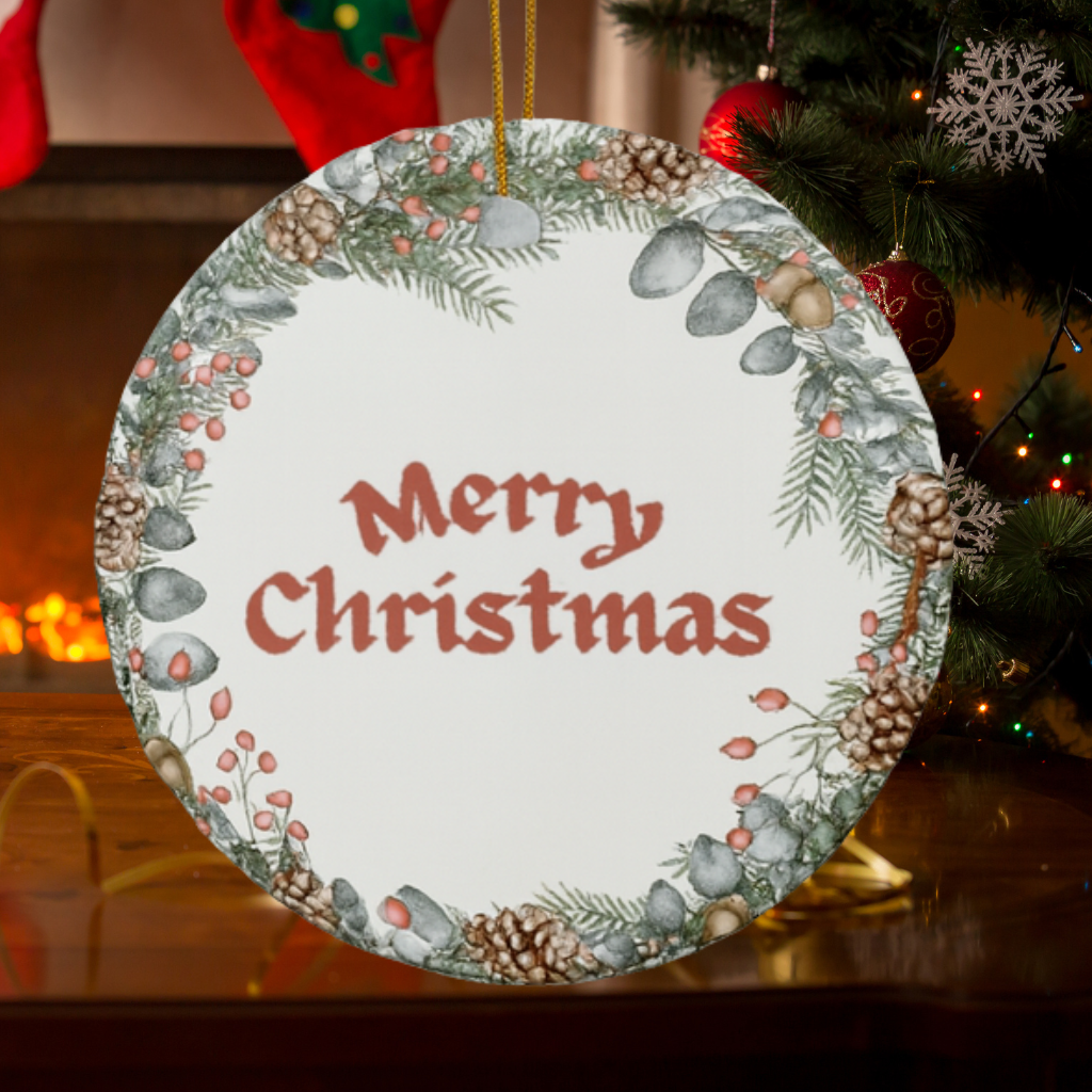 Merry Christmas Ceramic Ornament | Unique Holiday Decoration | Personalized Family Gift