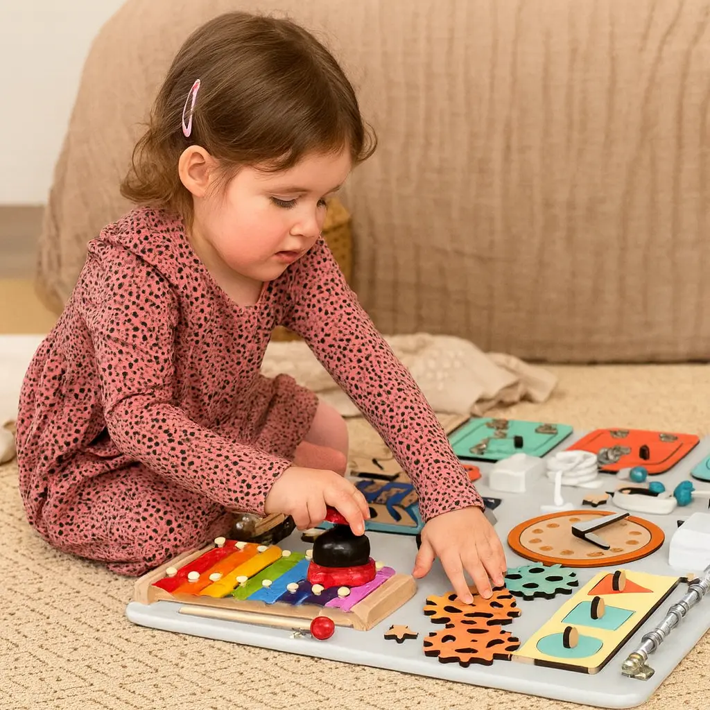 multicolored busy board for kids