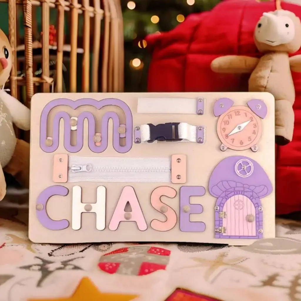 Name Puzzle Wooden Busy Board | Personalized Christmas & Birthday Gift | Montessori Learning Toddler Activity