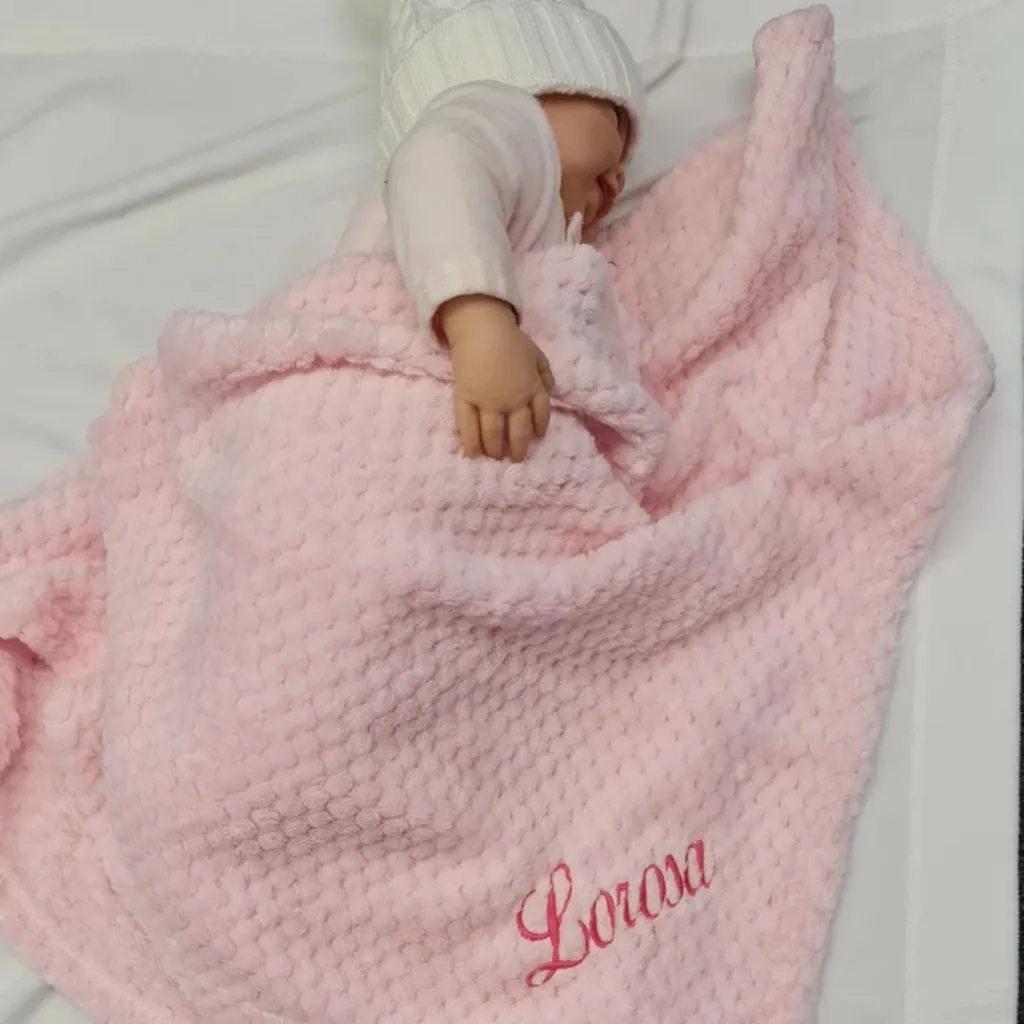Personalized Baby Waffle Blanket | Custom Embroidered Cotton | Baby Shower Gift