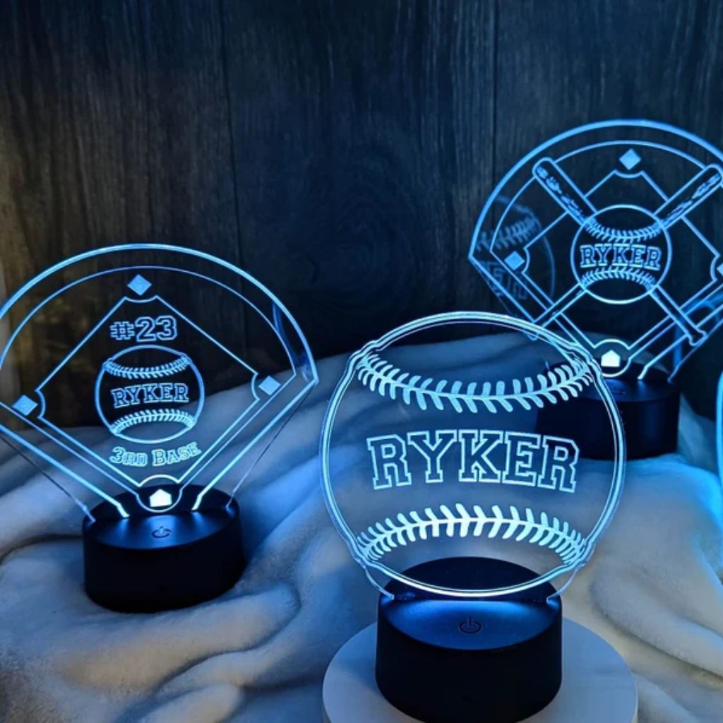 Personalized Baseball LED Night Light | Custom Sports Keepsake | Gentle Glow for Sweet Dreams