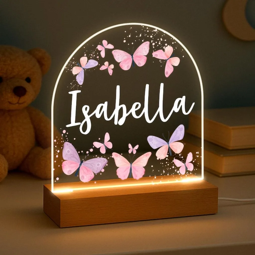 Personalized Butterfly Night Light | Magical Glow for Sweet Dreams | Baby Room Keepsake