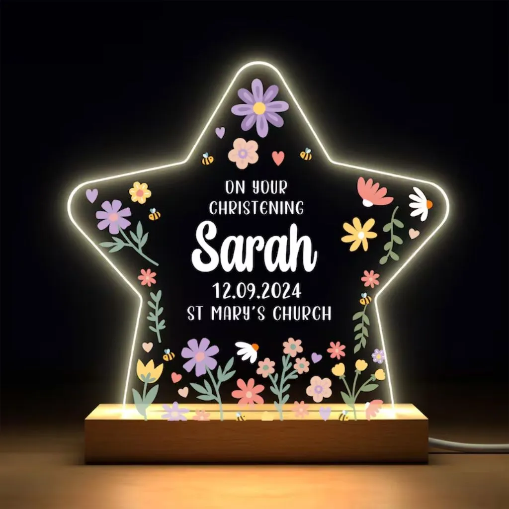 Personalized Christening Night Light | Gentle Glow of Faith | Custom Baby Keepsake