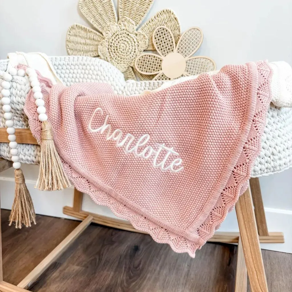 Personalized Cotton Baby Blanket | Soft Custom Embroidered Keepsake Gift