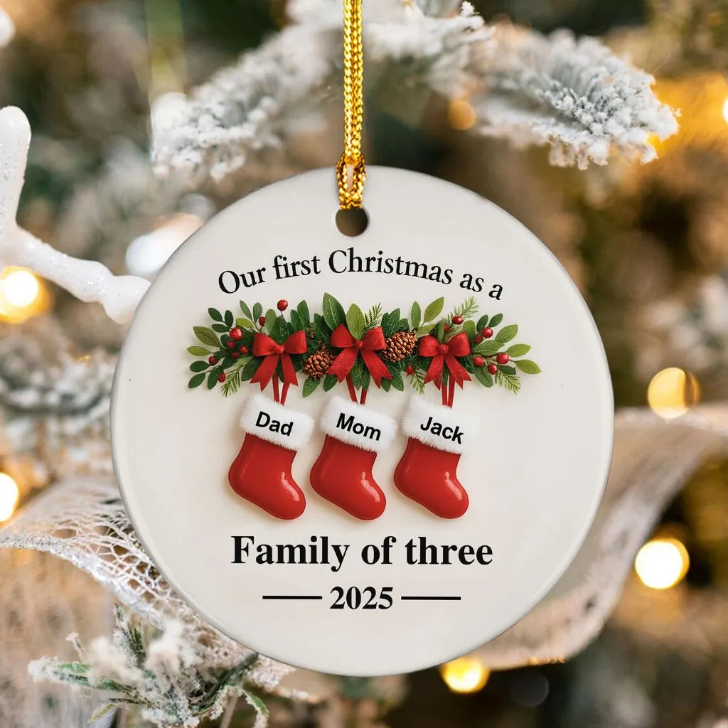 Personalized Family Christmas Ornament Ceramic