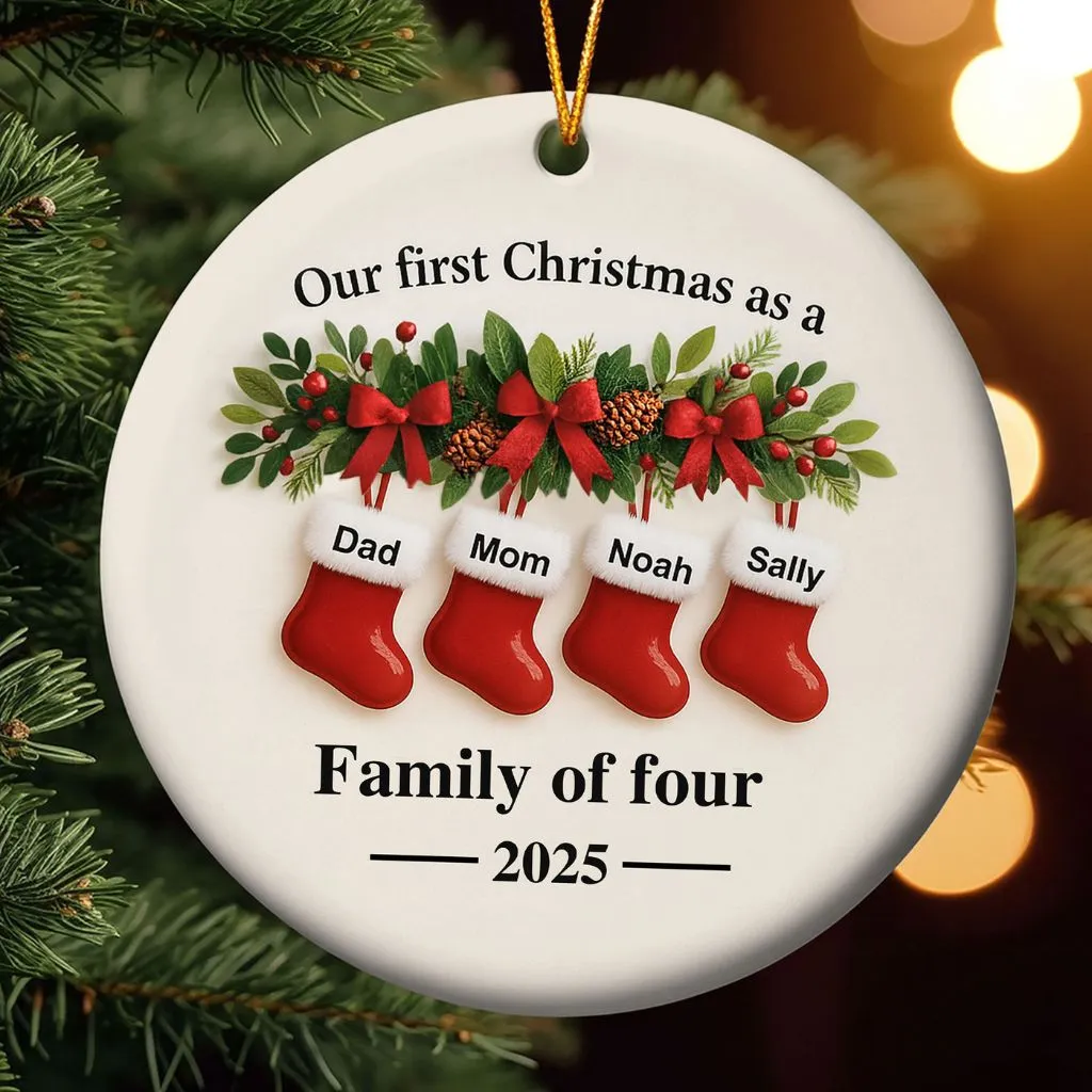 Personalized Family Christmas Ornament Ceramic