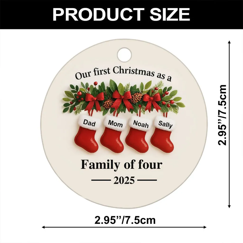 Personalized Family Christmas Ornament Ceramic