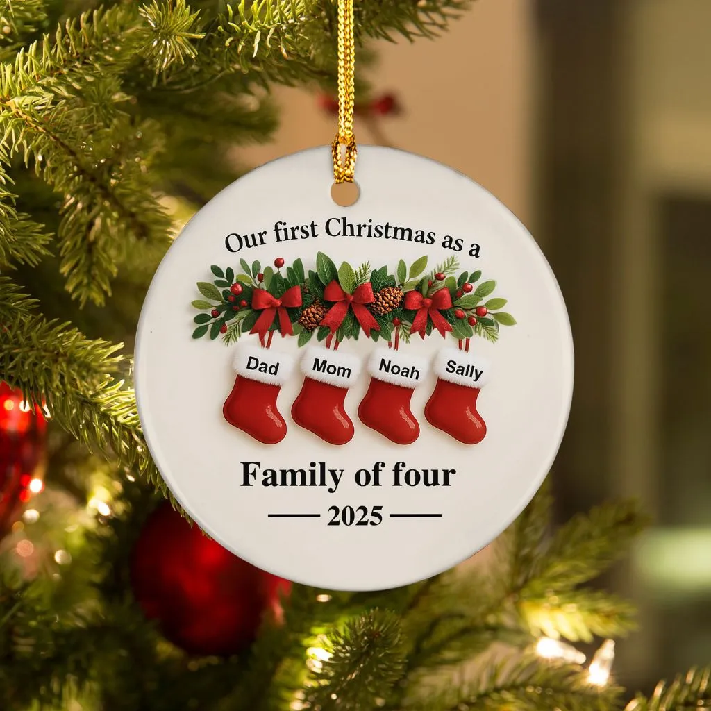 Personalized Family Christmas Ornament Ceramic
