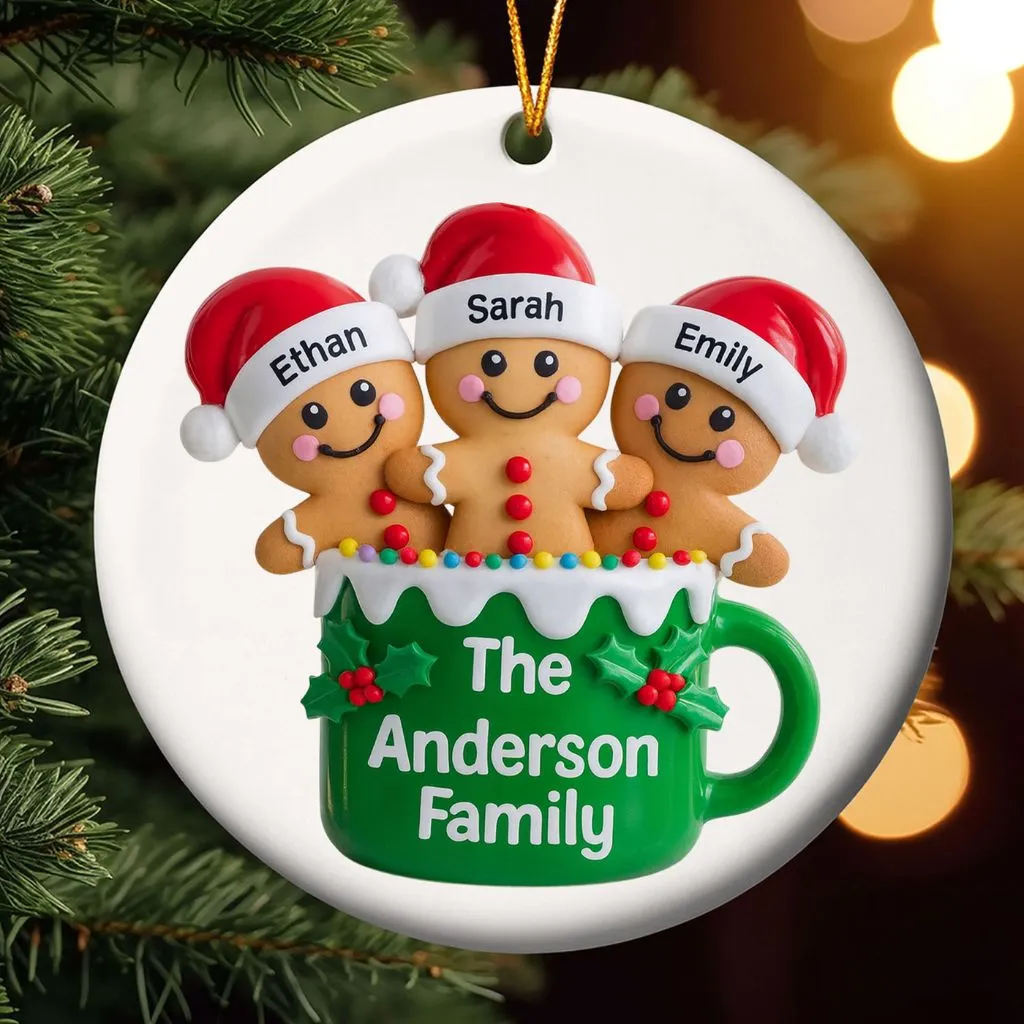 Personalized Gingerbread family Ornament