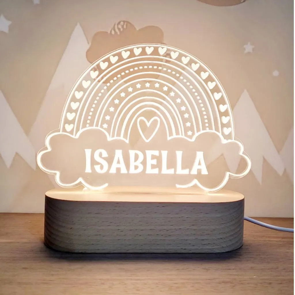 Personalized Kids Night Light | Custom Night Light with Moon & Stars, Butterfly, Rainbow| Perfect for Kids Room Decor, Personalize with Name